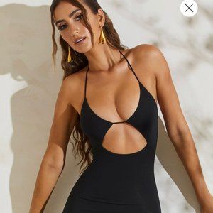 Oh Polly Black Halter Cut Out Midi Dress